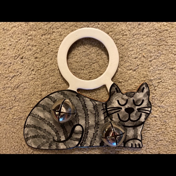 Leather Tabby Cat Doorknob Bell Hangers - Picture 3 of 8
